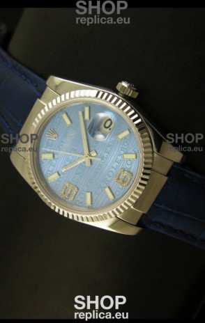 Rolex Replica Datejust Swiss Replica Watch - 37MM - Blue Dial/Strap