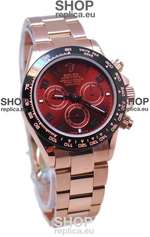 Rolex Daytona Chronograph MonoBloc Cerachrom Bezel Swiss Replica Rose Gold Plated Watch