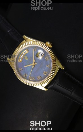 Rolex Day Date 36MM Yellow Gold Swiss Replica Watch - Blue MOP Dial