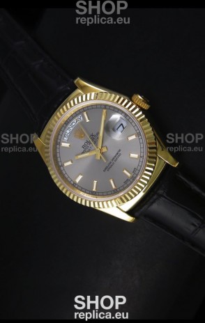 Rolex Day Date 36MM Yellow Gold Swiss Replica Watch - Grey Dial