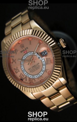 Rolex Sky-Dweller 18K Rose Gold Watch in Salmon Dial Roman Numerals