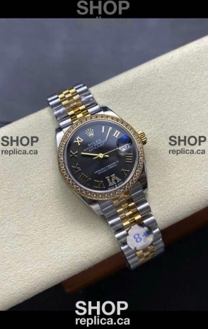 Rolex Super Clone Datejust 31MM Black Dial Yellow Gold Super Clone Watch 