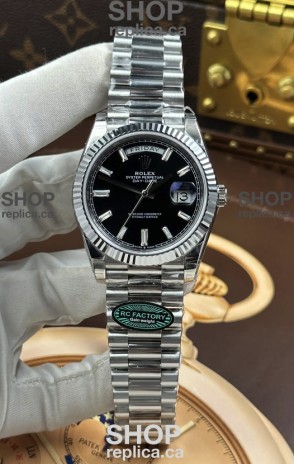 Rolex Day Date 228236 Stainless Steel Black Crystal Dial Super Clone Watch 