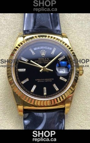 Rolex Day Date 128238 Yellow Gold Black Crystal Dial Super Clone Watch 