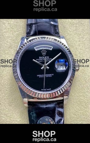Rolex Day Date 128236 Stainless Steel Black Dial Super Clone Watch 