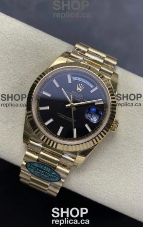 Rolex Day Date 228238 Yellow Gold Black Dial Super Clone Watch 