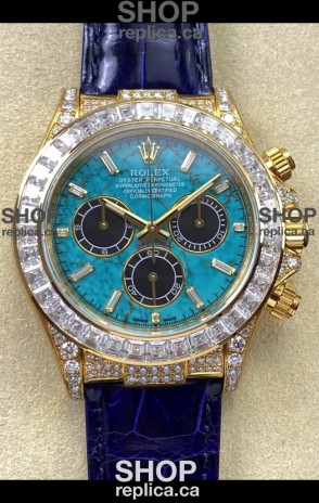 Rolex Daytona 126518LN Yellow Gold Turquoise Dial FREE SPRUNG MVMT Super Clone Watch 