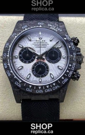 Rolex Daytona Black Carbon Fiber Meteorite Dial Nylon Strap Super Clone Watch 