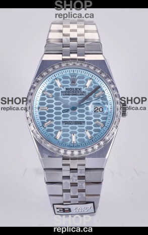 Rolex Land-Dweller 127336 Ice Blue Honeycomb Diamonds 40MM Super Clone Watch 
