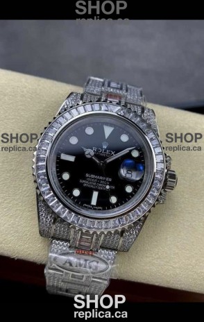 Rolex Submariner 116610 Iced Out Edition 18 Black Dial Swiss Replica Watch 