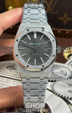 Audemars Piguet White Gold Plating Royal Oak Frosted 37MM Grey Dial Watch 