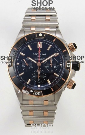 Breitling Chronomat Super Clone B01 42 Edition Swiss Two Tone Black Dial Watch 