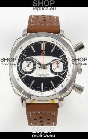 Breitling Top Time Super Clone Chronograph Brown Leather Strap Watch 