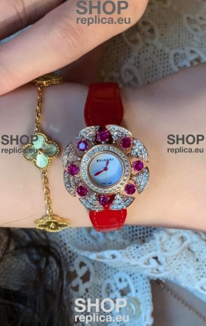 Bvlgari Divas's Dream Edition Watch in Rose Gold Casing - Diamonds Paved Bezel Swiss Replica