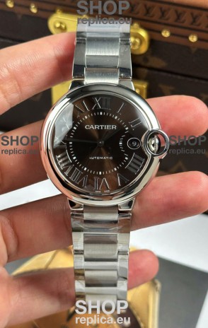 Ballon De Cartier Brown Dial 1:1 Mirror Swiss Replica Watch in 904L Steel Casing - 42MM
