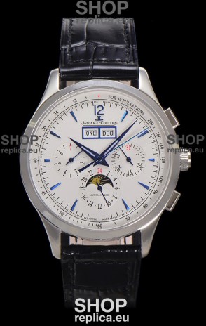 Jaeger LeCoultre Master Control Chronograph Calendar Steel Casing White Dial Watch 