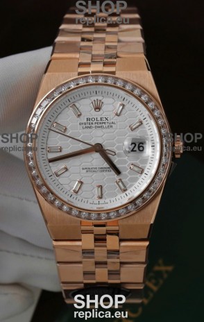 Rolex Land-Dweller 127335 Steel Honeycomb Rose Gold 40MM Swiss Replica Watch 