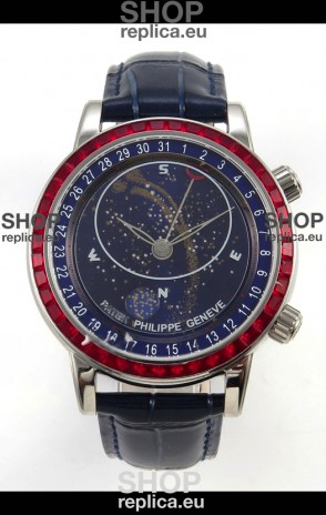 Patek Philippe Grand Complications 6102 Blue Dial Red Diamonds Swiss Replica Watch 