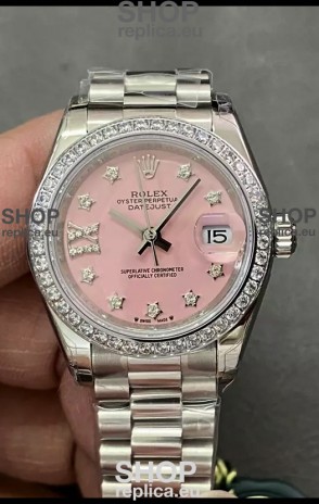 Rolex Datejust Super Clone Pink Dial Steel Casing Watch 28MM