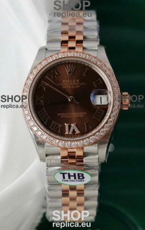Rolex Datejust Cal.3235 Movement Super Clone Rose Gold 2 Tone 31MM Brown Dial Watch 