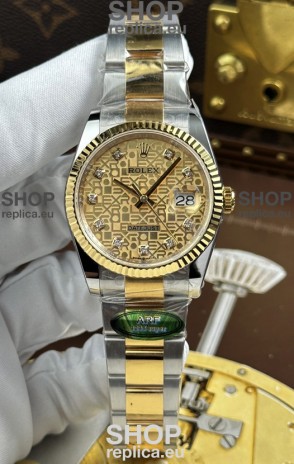 Rolex Datejust Super Clone Cal.3235 Brown Computer Dial 2 Tone Yellow Gold Casing Watch 36MM