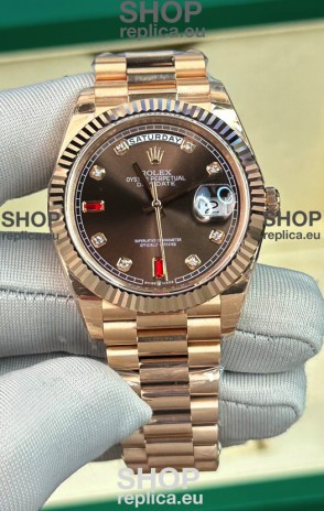 Rolex Day Date Presidential 18K Rose Gold Watch 40MM - Brown Dial 1:1 Mirror Quality