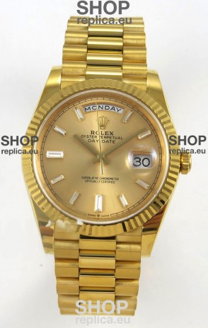 Rolex Day Date Super Clone Gold Dial 40MM 220 Grams Swiss Replica watch 