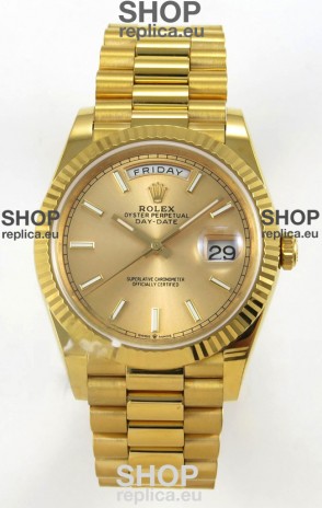 Rolex Day Date Super Clone Gold Dial 40MM 220 Grams Swiss Replica watch 