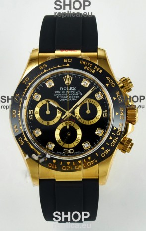 Rolex Daytona Super Clone 116518 Yellow Gold Black Dial Original Cal.4130 Movement