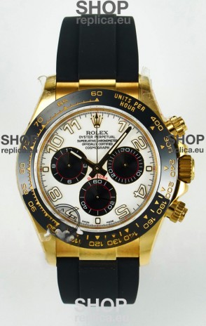 Rolex Daytona Super Clone 116518 Yellow Gold White Dial Original Cal.4130 Movement