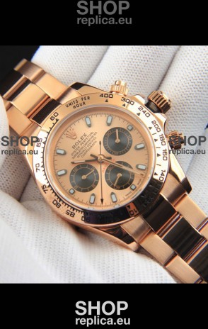 Rolex Daytona Japanese Movement Gold Casing Replica Watch in Gold Dial