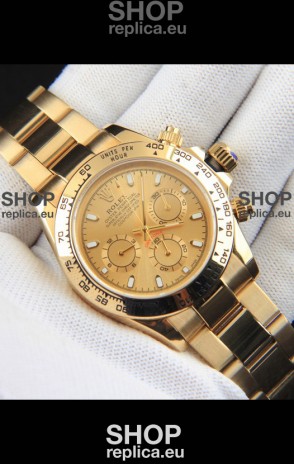 Rolex Daytona Japanese Movement Gold Casing Replica Watch in Gold Dial 