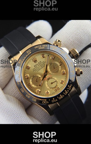 Rolex Daytona Japanese Movement Gold Casing Replica Watch in Gold Dial 