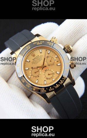 Rolex Daytona Japanese Movement Gold Casing Replica Watch in Gold Dial 