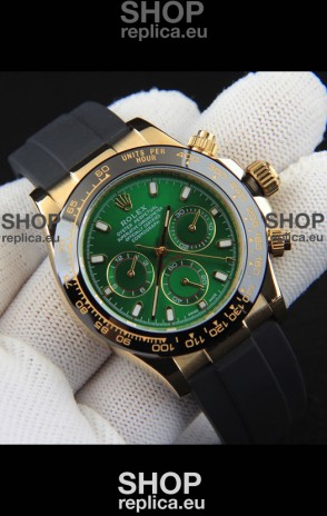 Rolex Daytona Japanese Movement Gold Casing Replica Watch in Green Dial 