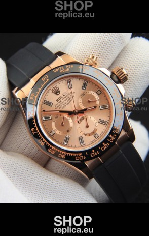 Rolex Daytona Japanese Movement Gold Casing Replica Watch in Champange Dial 