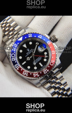 Rolex GMT Masters II Japanese Movement Replica Watch Steel Case Black Dial