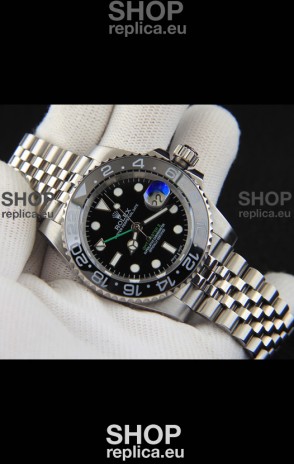 Rolex GMT Masters II Japanese Movement Replica Watch Steel Case Black Dial