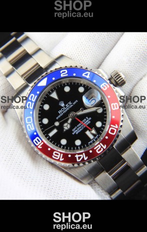 Rolex GMT Masters II Japanese Movement Replica Watch Steel Case Black Dial