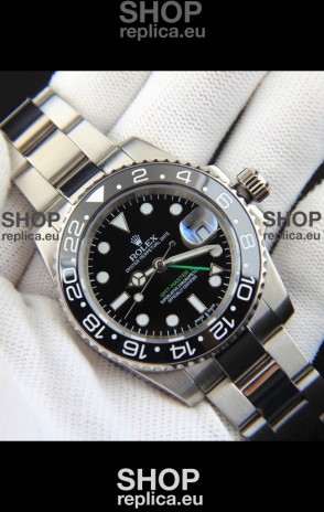 Rolex GMT Masters II Japanese Movement Replica Watch Steel Case Black Dial