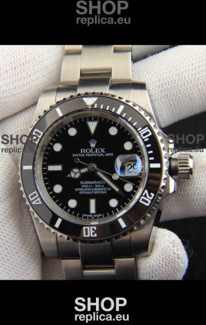 Rolex Submariner Japanese Replica Watch 904L Steel - Ceramic Bezel in Black