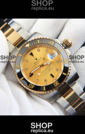 Rolex Submariner Japanese Replica Watch in 2 Tone Yellow Gold Casing Gold Dial 