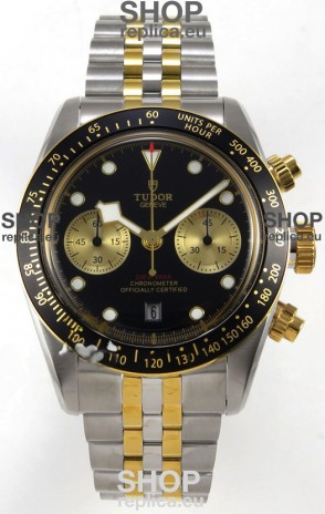 Tudor Super Clone Black Bay Chronograph Two Tone Watch in Black Dial