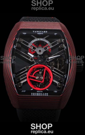 Franck Muller Vanguard Skeleton Tourbillon Red Carbon Swiss Replica Watch