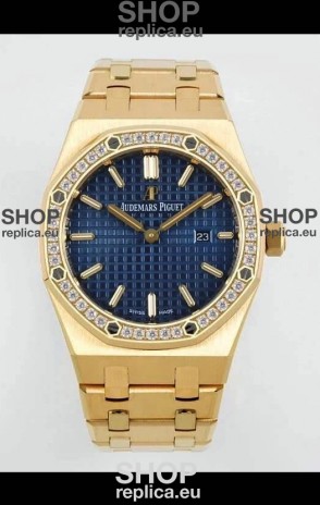 Audemars Piguet Royal Oak 33MM Yellow Gold Blue Dial 1:1 Mirror Replica Watch