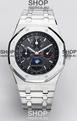 Audemars Piguet Royal Oak Perpetual Calendar Swiss Replica 904L Steel - Black Dial 