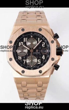 Audemars Piguet Royal Oak Offshore Black Dial Chronograph 1:1 Mirror Replica Watch - Rose Gold 