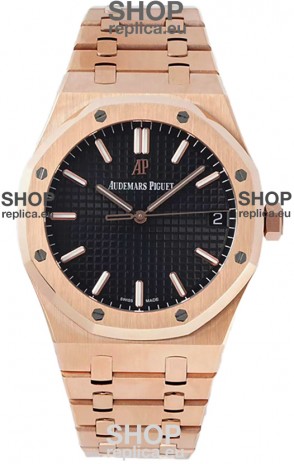 Audemars Piguet Royal Oak 37MM Black Dial Rose Gold Watch in 3120 Movement - 1:1 Mirror Replica