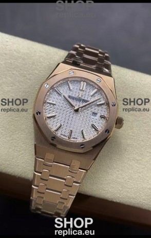 Audemars Piguet Royal Oak 33MM 904L Rose Gold White Dial 1:1 Mirror Replica Watch