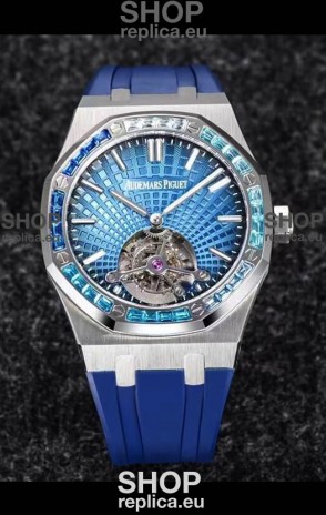 Audemars Piguet Royal Oak Tourbillon 41mm in 904L Casing - Blue Tapisserie Diamonds Bezel 1:1 Ultimate Replica